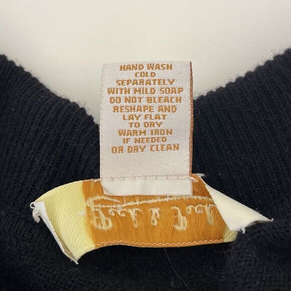 Peck & Peck Wool Cashmere Cardigan Sweater Size M Black Ruffles Frills Longline - Picture 11 of 12